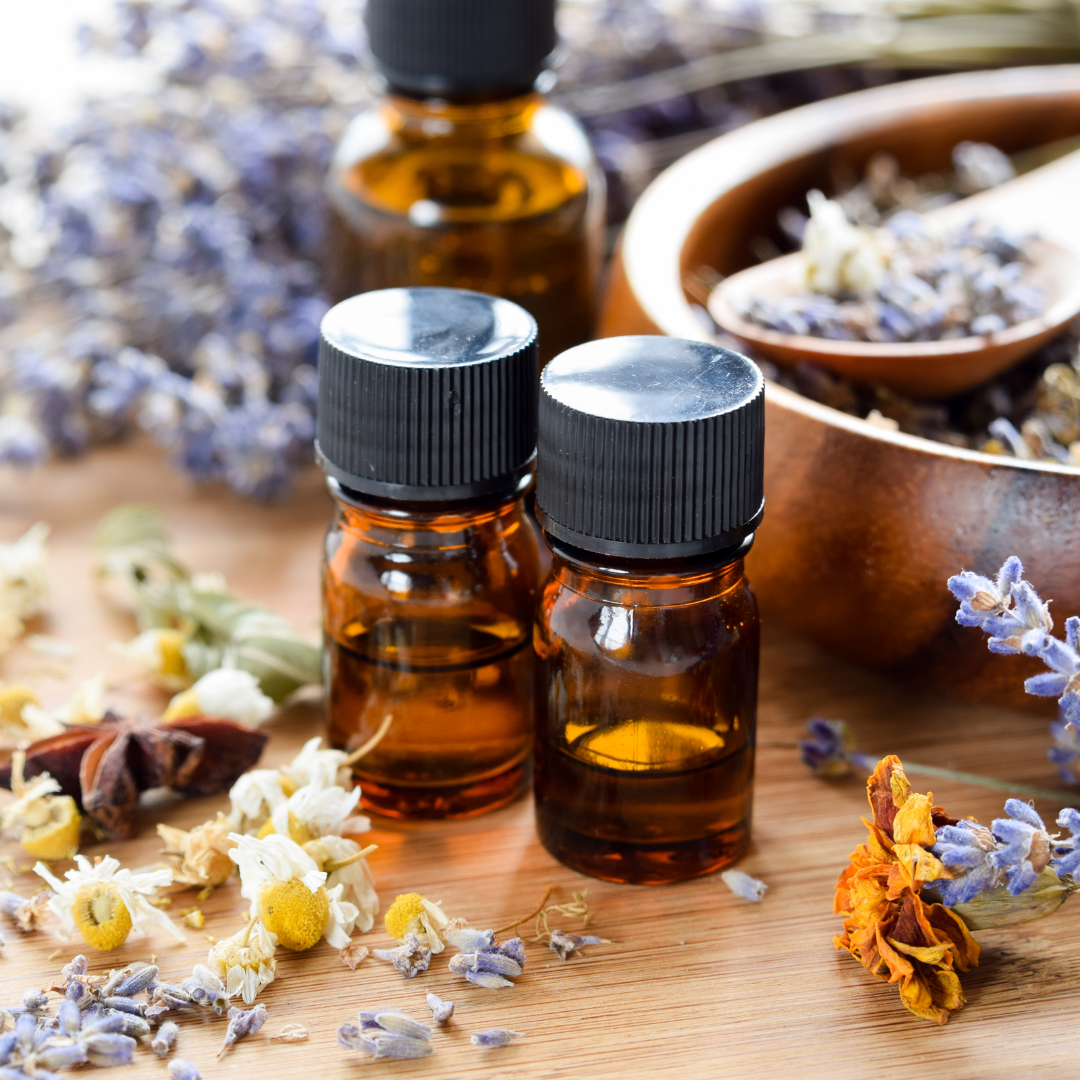 Aromatherapy oils and flowers